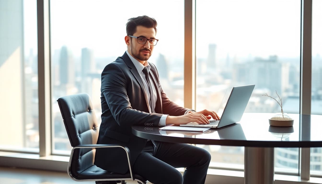 Headhunter analysiert Bewerberprofile in einem modernen Büro.