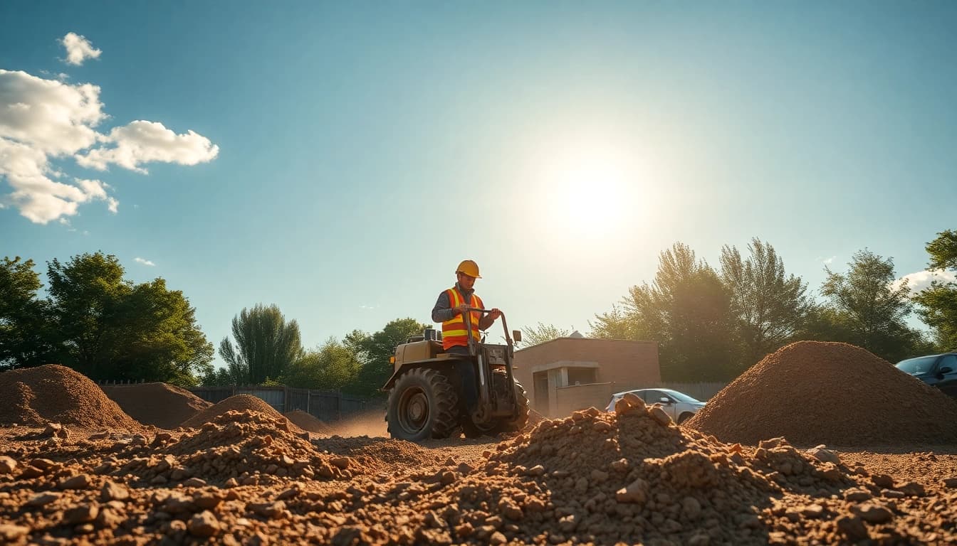 Radlader mieten Celle: Efficienter Radlader bei der Arbeit auf einer Baustelle in Celle mit leuchtenden Farben und klarer Perspektive.