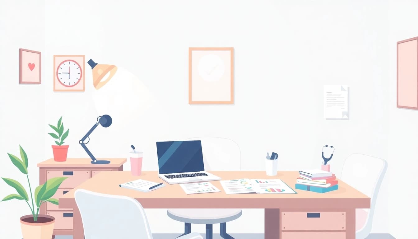 Detail of a businessplan ambulanter pflegedienst setup, showcasing a professional workspace with planning materials.