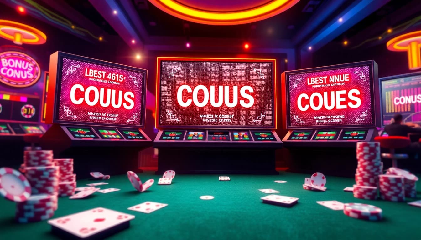 Explore new no deposit casino bonus codes Germany in a neon-lit casino scene with vibrant colors and dynamic elements.