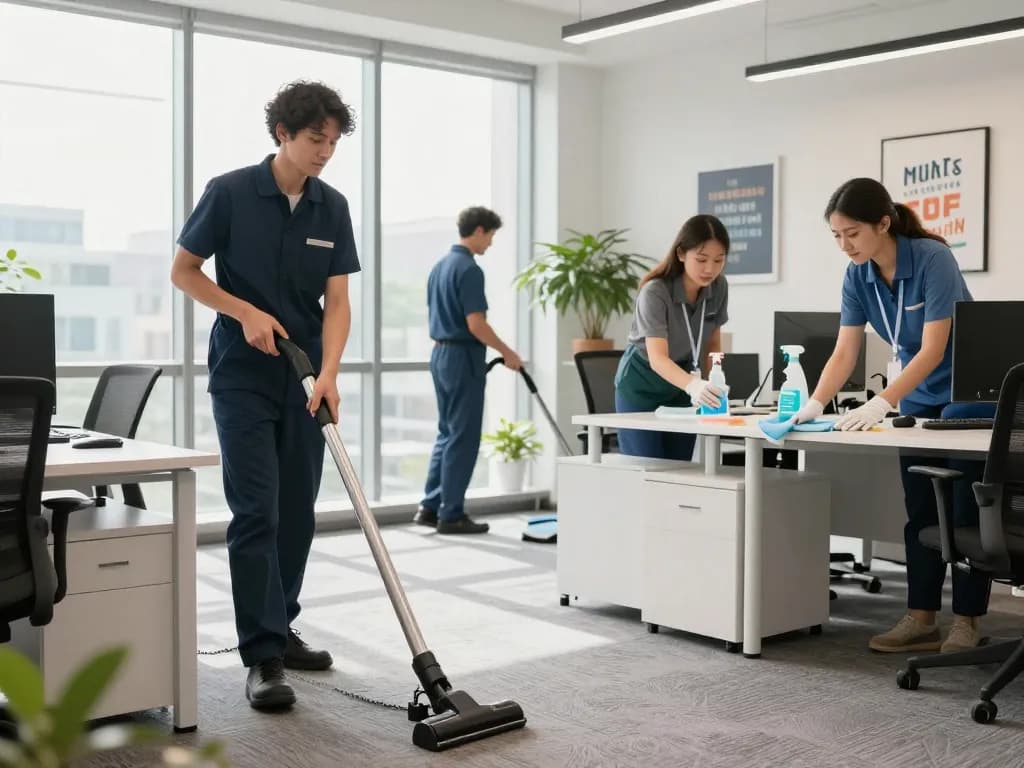 Büroreinigungsteam sorgt in Münster für Sauberkeit und Hygiene in einem produktiven Arbeitsumfeld.
