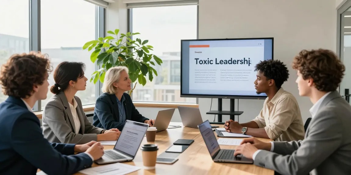 Schlechte Führung erkennen: Team diskutiert Feedback zu Führungskräften in modernem Büro.