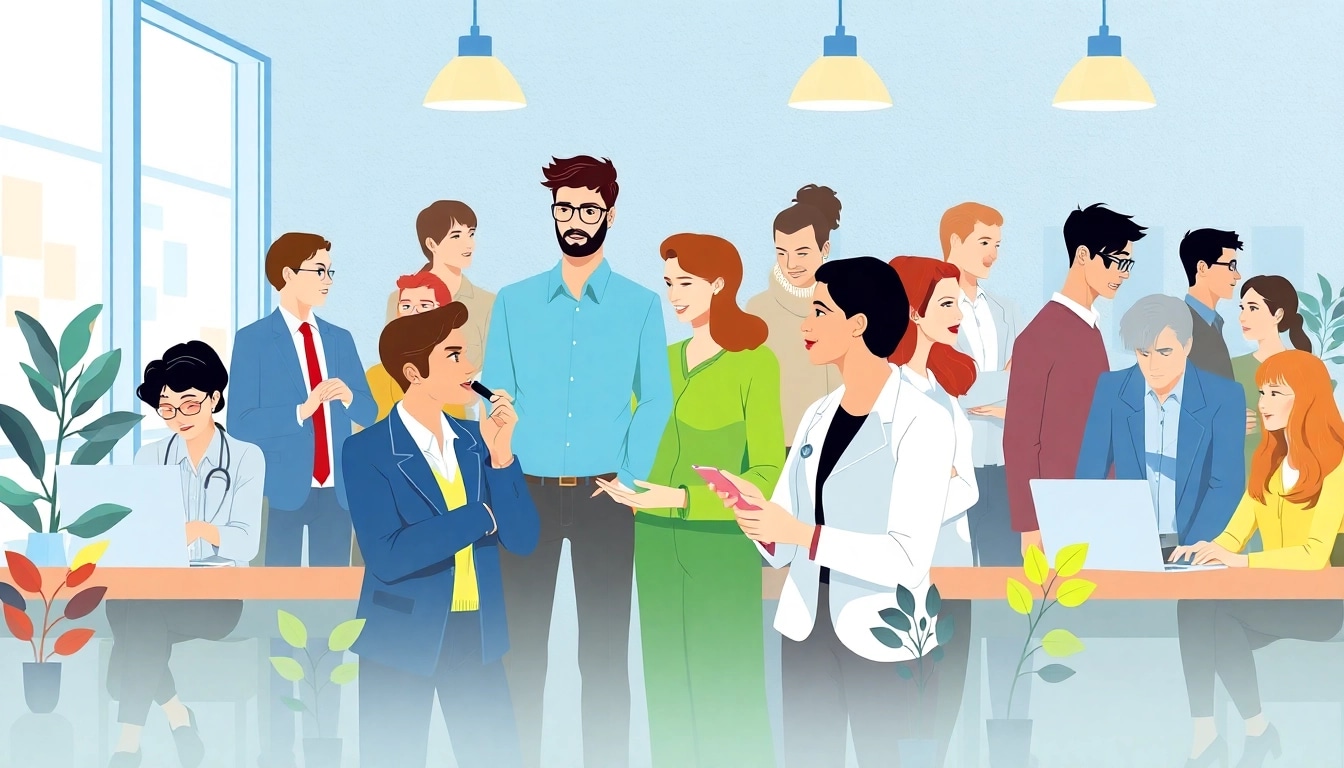 Explore a diverse group of professionals discussing the average salary in Germany in a modern workspace.