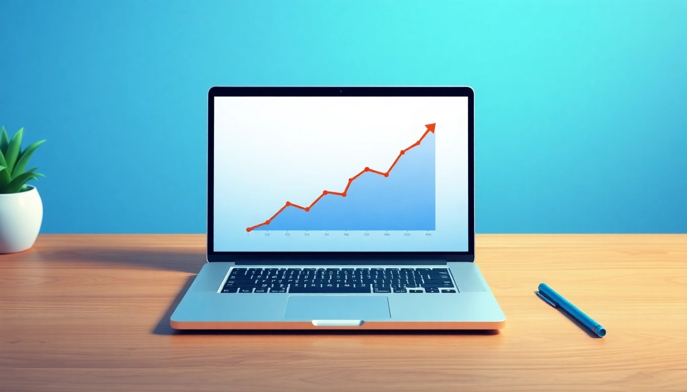 Prüfen Sie die SEO-Ranking-Daten auf einem Laptop und steigern Sie Ihre Online-Präsenz.