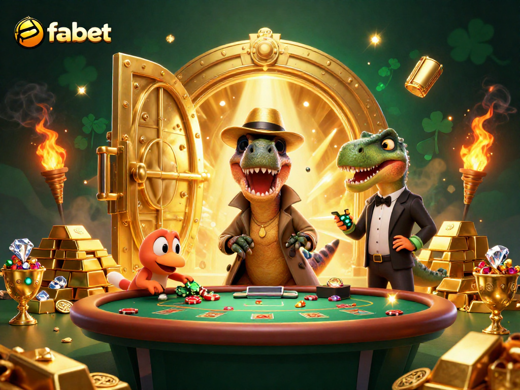 Experience the thrills of fabet, where a velociraptor card counter and friends engage in dynamic gaming excitement.