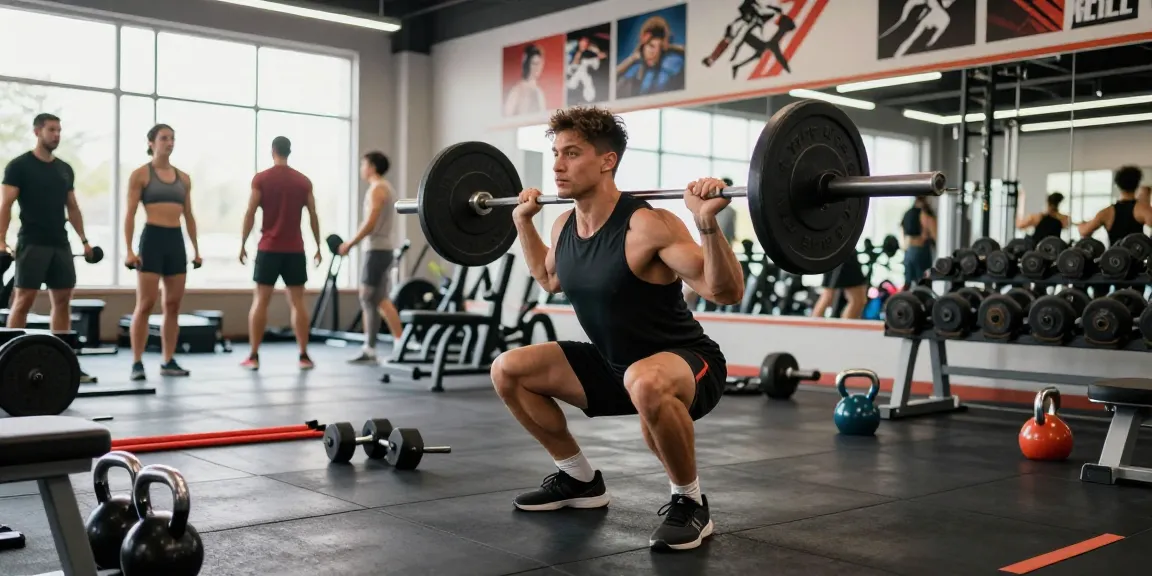 Anabolic workout scene at the gym with a bodybuilder squatting, showcasing the Anabolika Shop's focus on fitness and muscle growth.