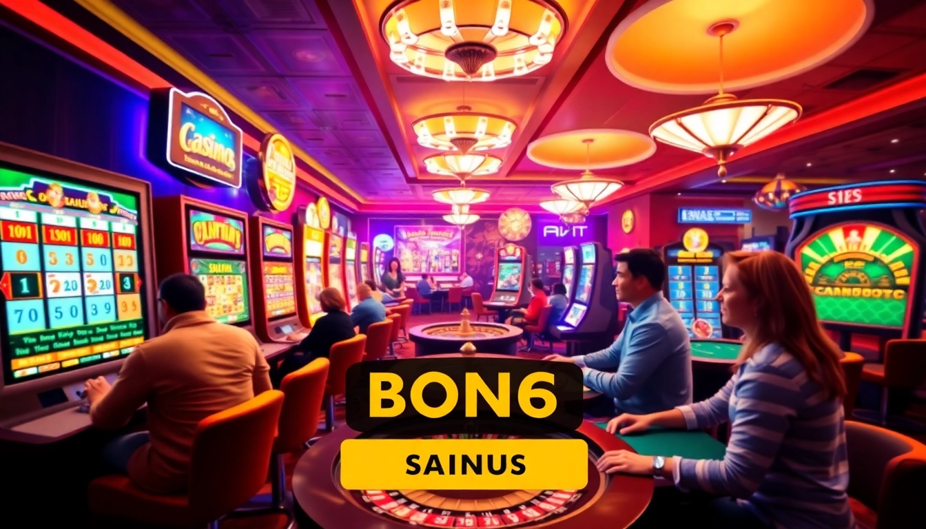 Players enjoying diverse games in Online Casinos Österreich with vibrant colors and engaging interface.