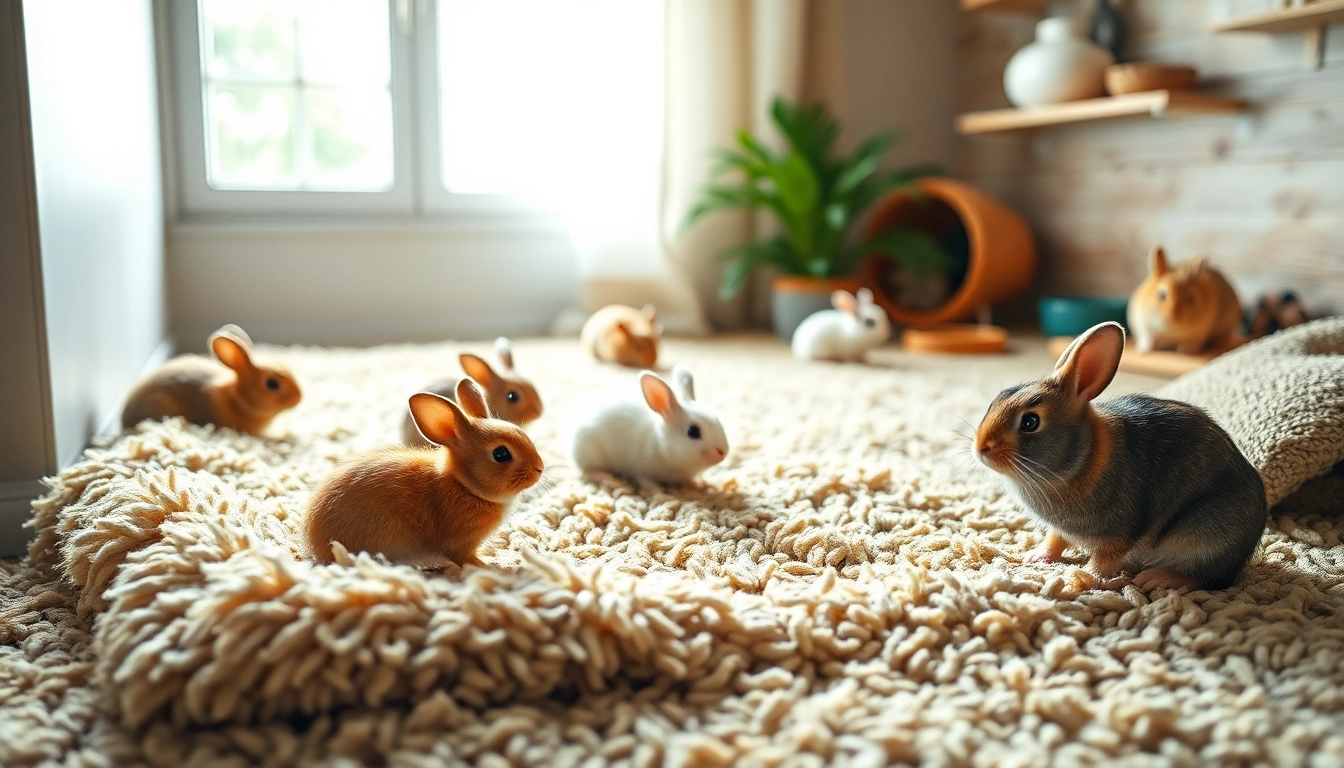 Hanfmatte in einem gemütlichen Lebensraum für Nagetiere, umgeben von fröhlichen Tieren.