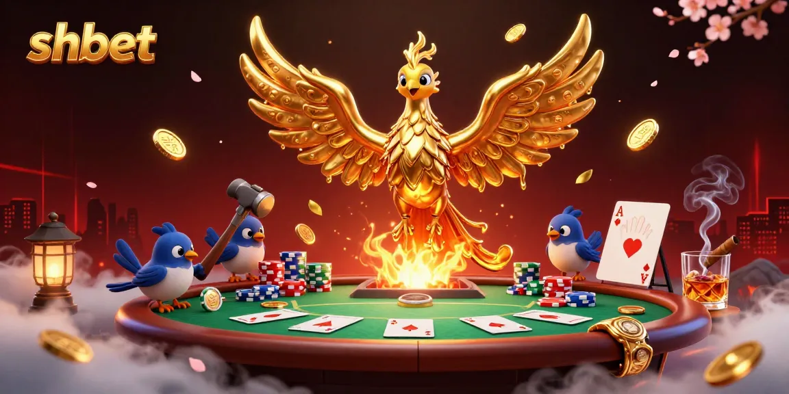 Experience the dynamic gameplay at shbet casino, featuring a molten phoenix and poker elements.