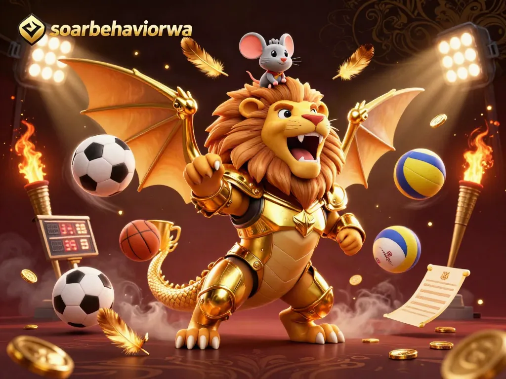 soarbehaviorwa enhances the excitement with a victorious chimera, dynamic sports betting elements, and gold coins