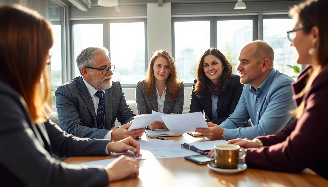 Kreditvergleich: Finanzberater zeigt Kunden verschiedene Optionen in einem modernen Büro.
