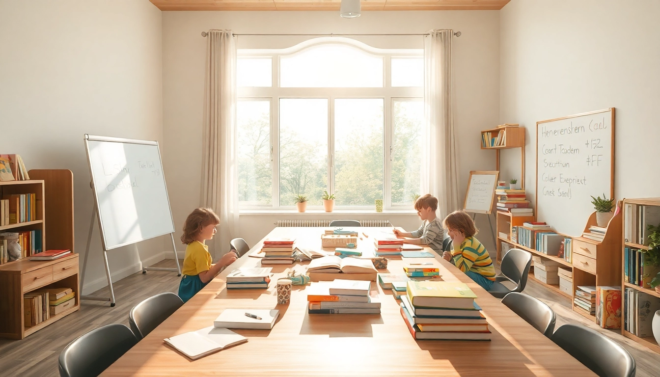 Ein inspirierender Lernraum für Heimunterricht mit Kindern, die zusammen lernen.