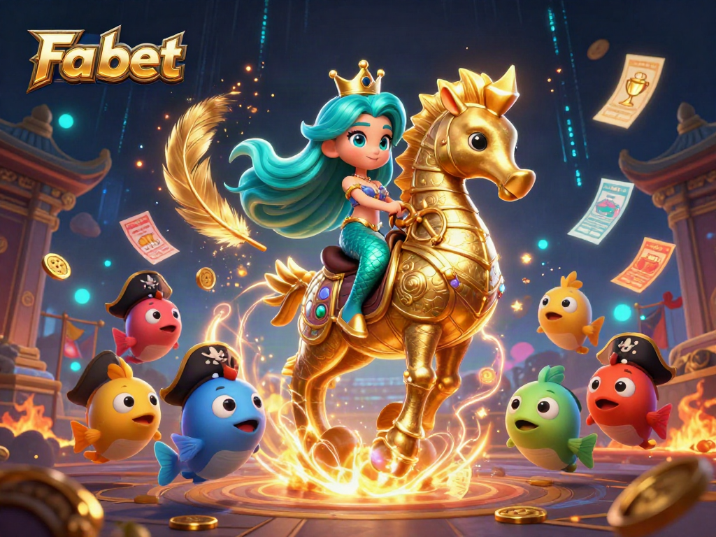 Engage with Fa bet through vibrant sports betting fantasy featuring a mermaid and allies.