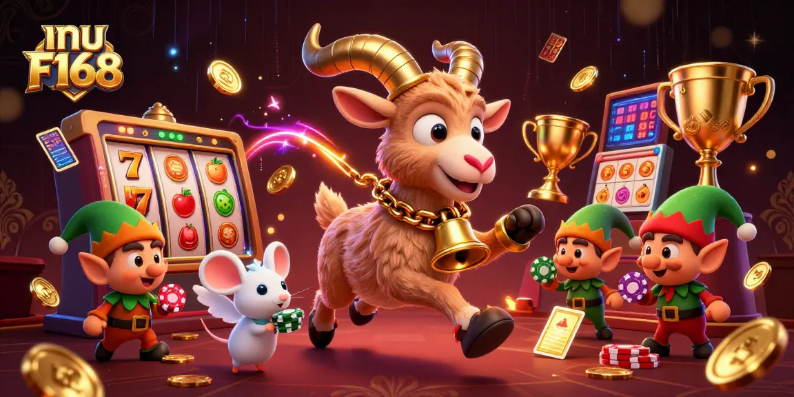 Experience the thrill of เกม F168 with playful characters in a vibrant 3D casino scene filled with action.