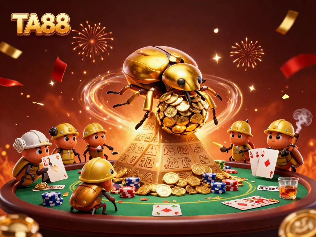 Experience the excitement of TA88 as golden coins roll in a vibrant casino-inspired scene.