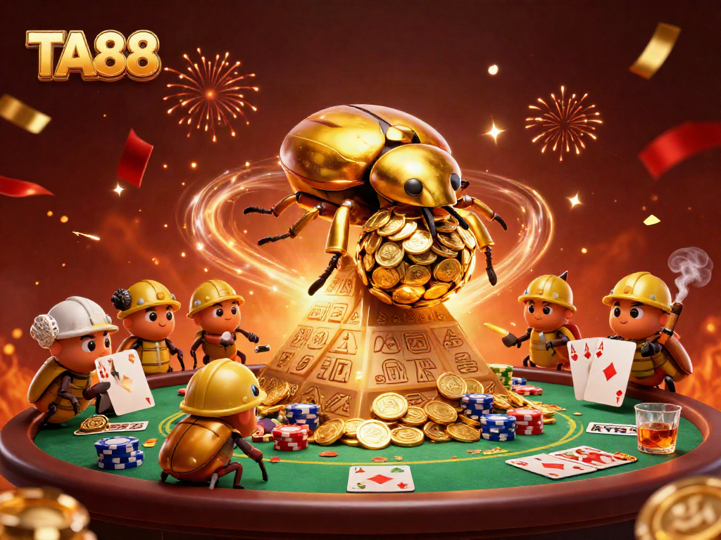 Experience the excitement of TA88 as golden coins roll in a vibrant casino-inspired scene.