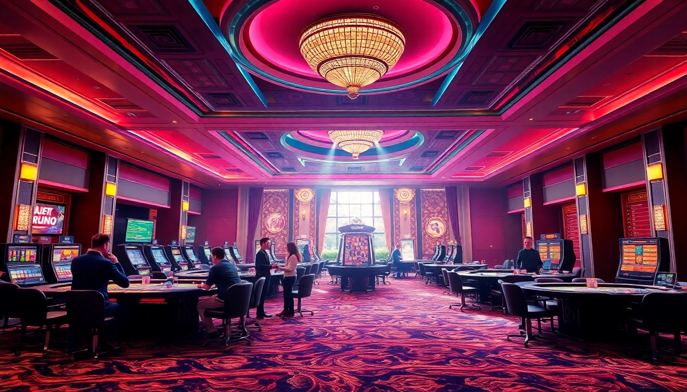casino online schweiz erleben Sie spannende Spiele in einem einladenden Casino-Setting mit modernem Design und warmem Licht.