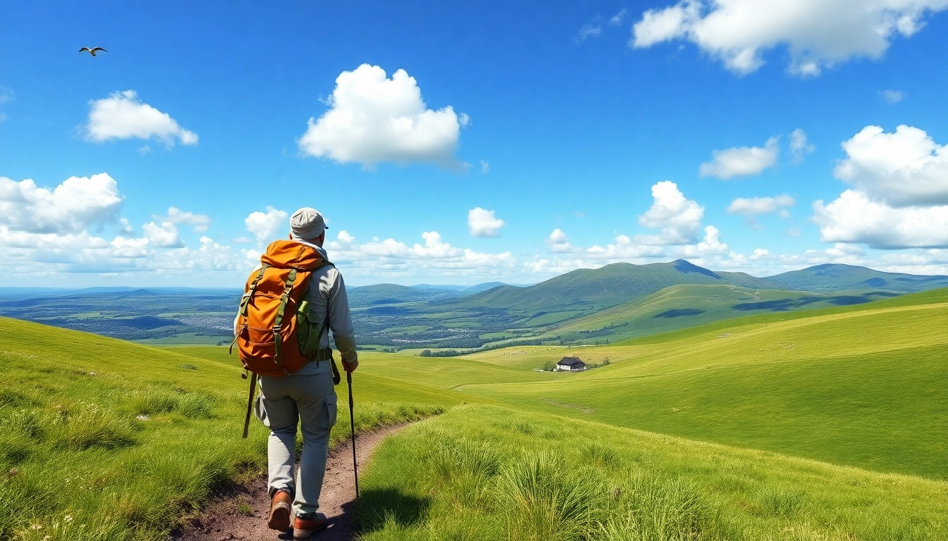 Wanderer auf dem Dingle Way Irland genießt die schöne Natur im Hintergrund.