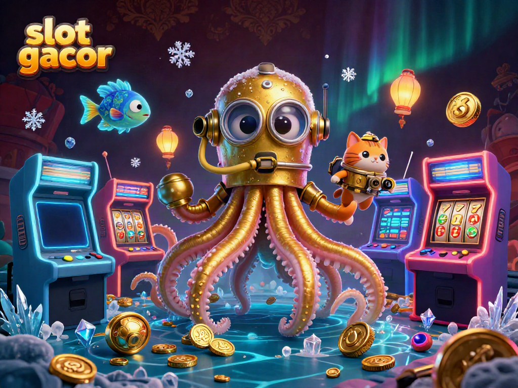 Experience slot gacor action featuring a kahuna kraken and a cat diver in an ocean of treasure.