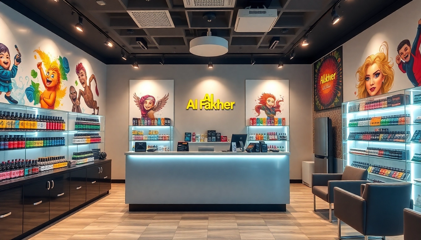 Vape shop with Al Fakher 30K products displayed prominently on shelves.
