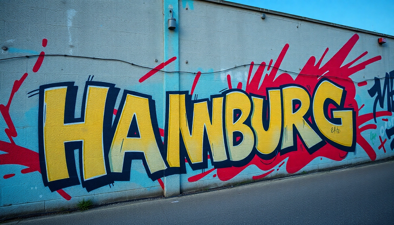 Erleben Sie kreatives Graffiti in Hamburgs urbaner Kunstszene, bestückt mit lebendigen Farben und Stadtikonen.
