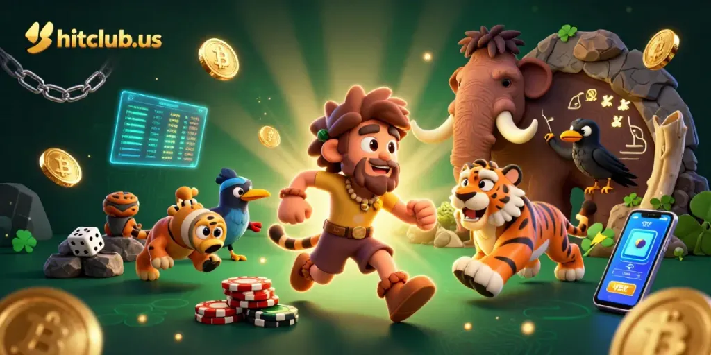 Experience the thrilling action of hitclub-us with our dynamic 3D casino scene featuring crypto elements and characters.