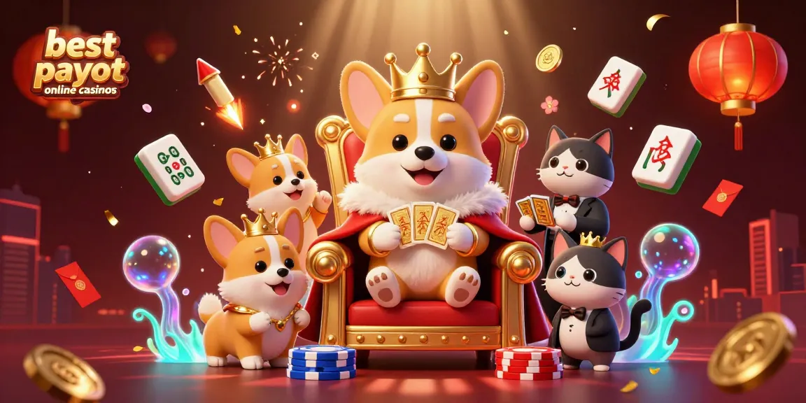 Experience the excitement at the best payout online casinos with royal corgi characters and dynamic gaming elements.