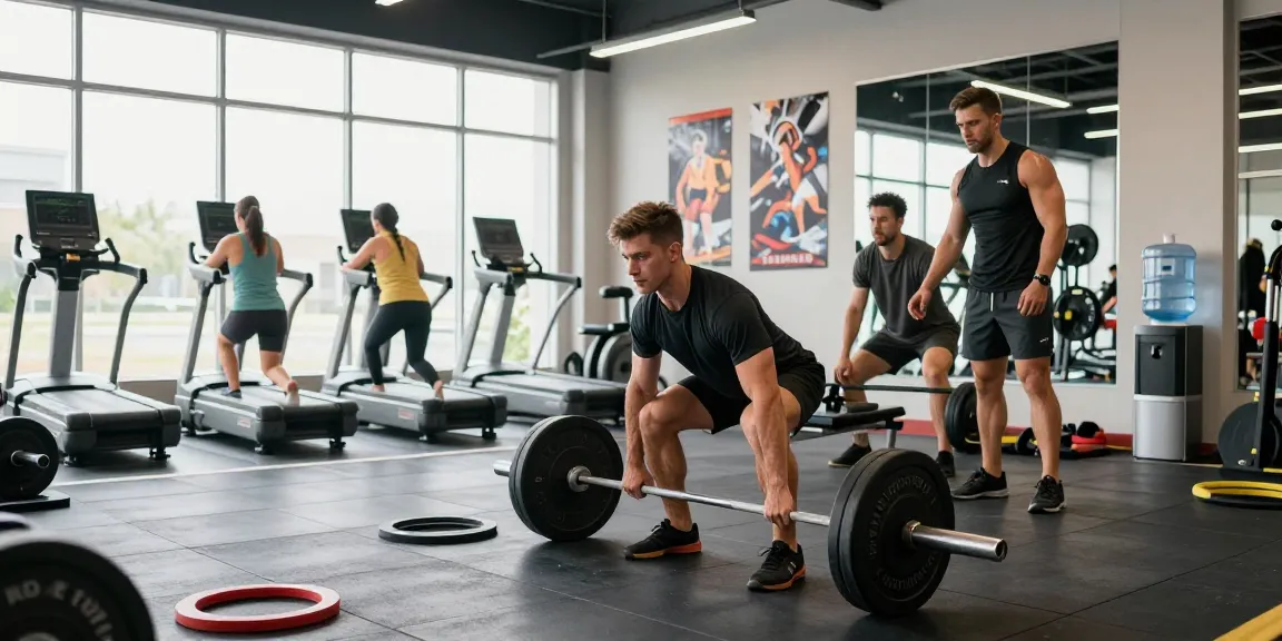 Anabolika Shop Deutschland zeigt eine moderne Trainingsszene im Fitnessstudio mit Athleten, die intensiv trainieren und sich auf den Muskelaufbau konzentrieren.