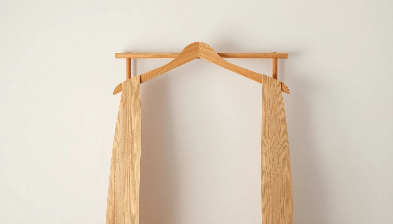 Präsentieren Sie individuell bedruckte kleiderbügel mit elegantem Design und hochwertiger Holzverarbeitung.