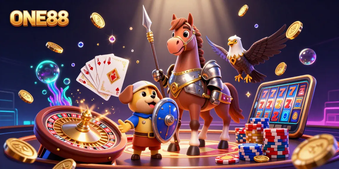 Experience the thrill of ONE88 casino with 3D characters and dazzling game elements.