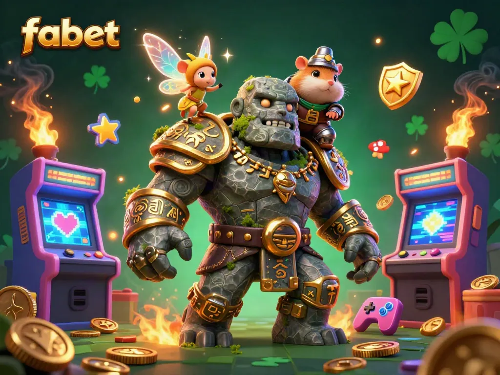 Experience vibrant gameplay at fabet with a mystical golem, fairy magic, and adventurous hamster knight.