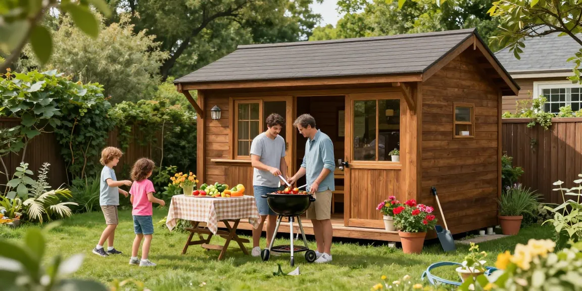 Gartenhaus kaufen: Familien genießen die Zeit im Garten mit einem neuen Gartenhaus von McGarden24.