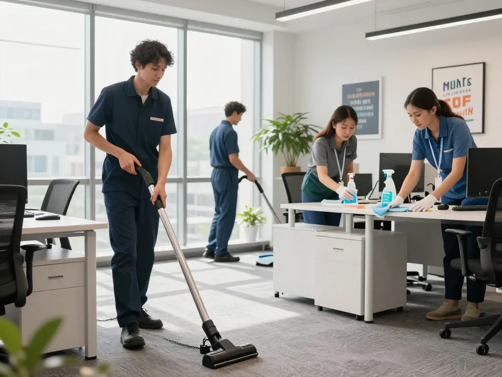 Büroreinigungsteam sorgt in Münster für Sauberkeit und Hygiene in einem produktiven Arbeitsumfeld.