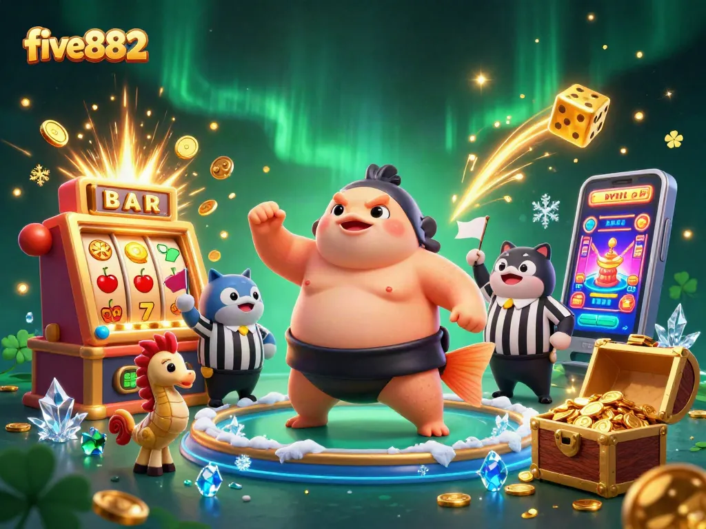 Experience thrilling wins at five882 with dynamic gaming elements and enchanting characters in a vibrant underwater casino.