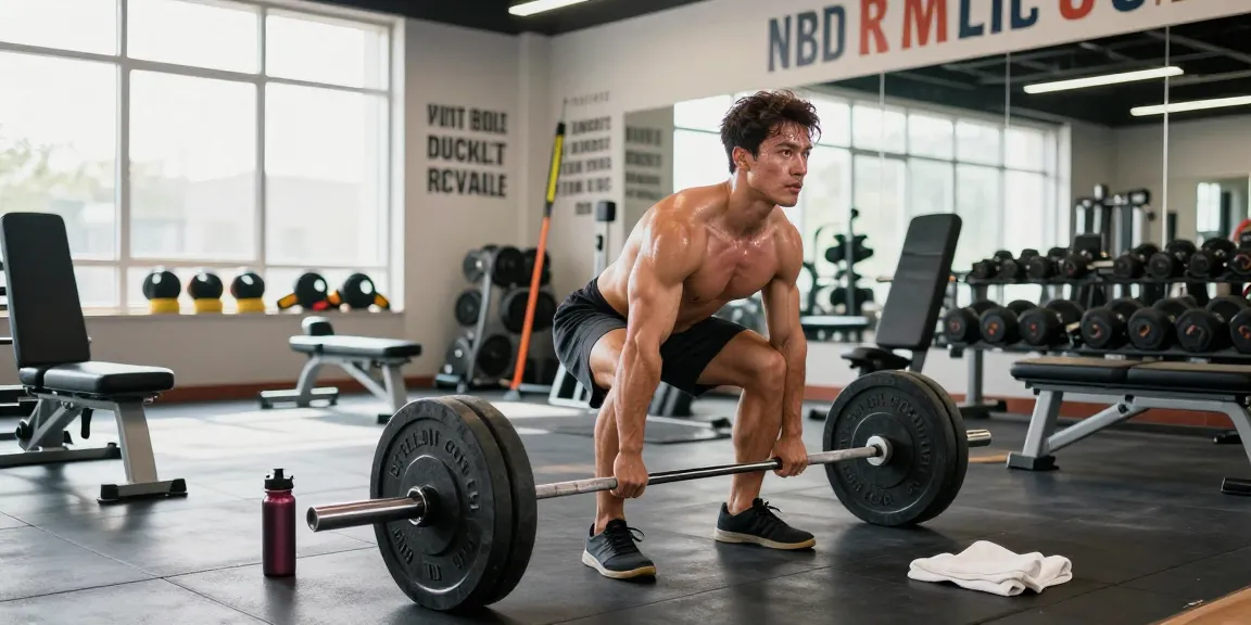 Bodybuilder trainiert im Steroidshop-Fitnessstudio mit Gewichten und Entschlossenheit.