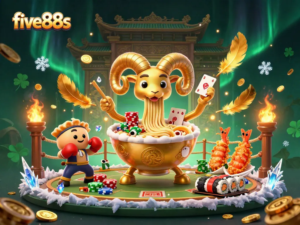 Experience thrilling action with five88s in this vibrant 3D casino scene featuring dynamic characters, gold coins, and lively game elements.