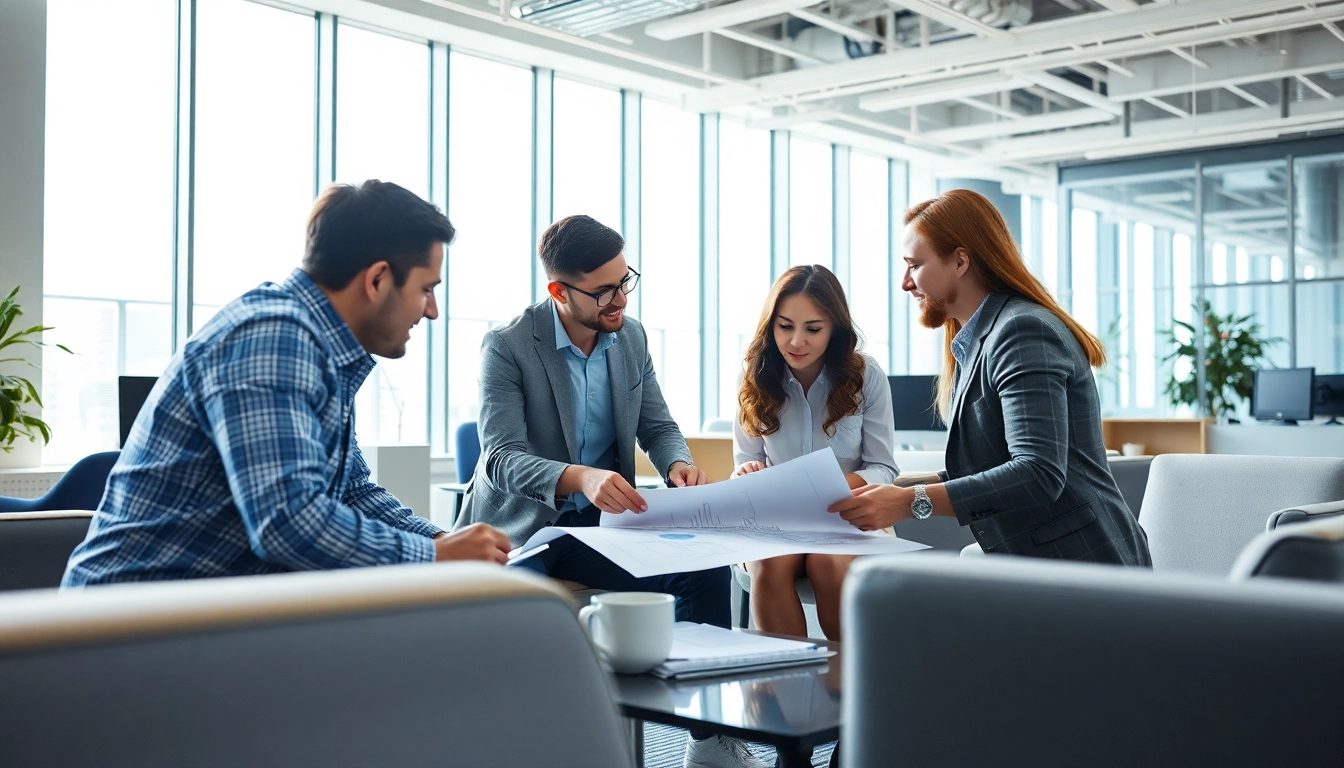 Headhunter Ingenieure beraten Kunden in einem modernen Büro.