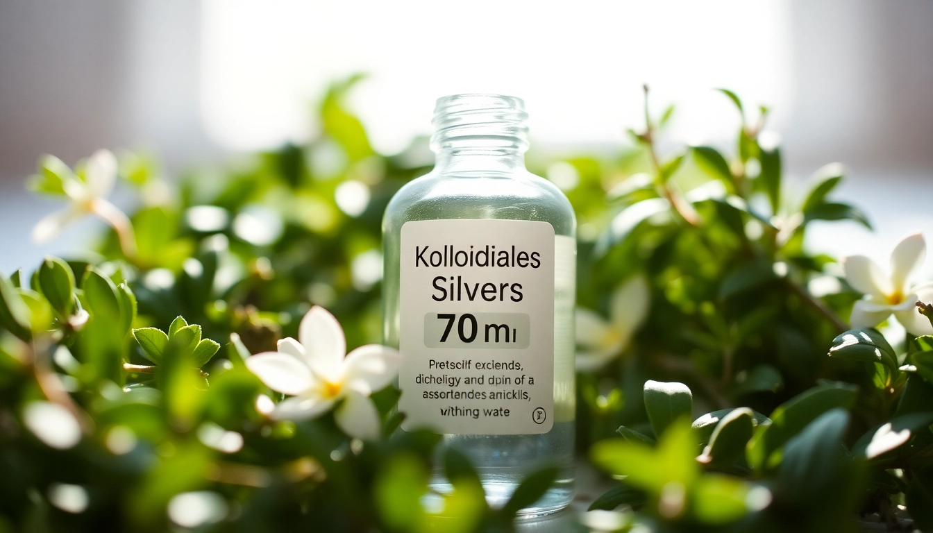 Apply Kolloidales Silber 75 ppm from a clear glass bottle, highlighting the liquid's clarity and purity.