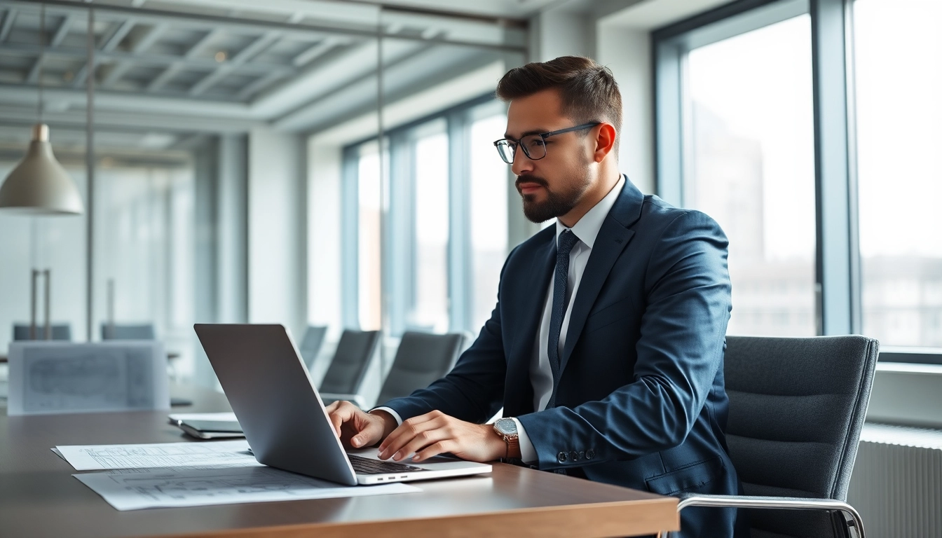 Headhunter Ingenieure arbeitet im modernen Büro, umgeben von technischen Unterlagen und Elektronik.