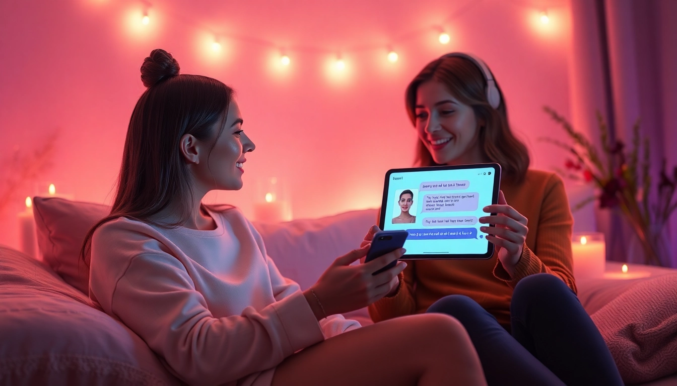 Engaging in a porn ai chat with a virtual girlfriend in a cozy, intimate setting.