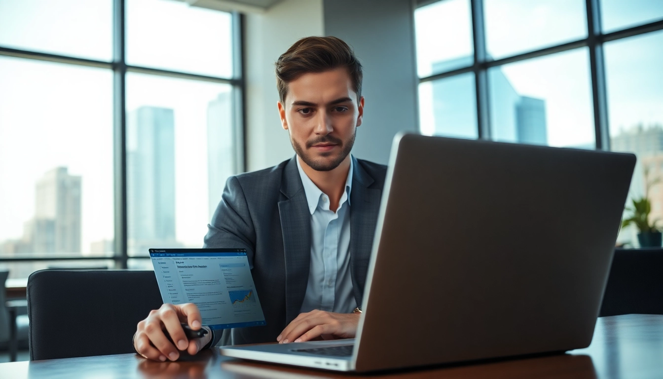 Headhunter IT in a modern office, focused on job applications and talent acquisition.