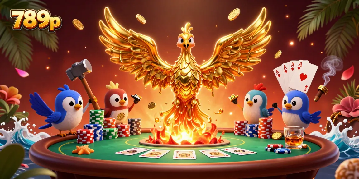 Experience thrilling wins at 789p with the golden phoenix and poker scene filled with excitement.