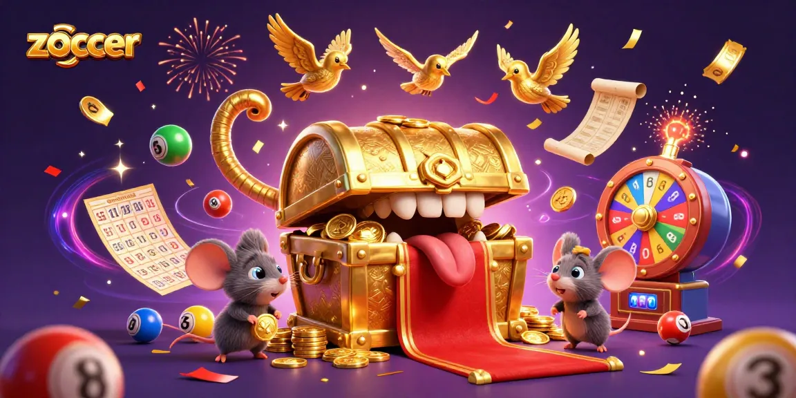 Zoccer strategic betting illustration showcasing vibrant scenes of fortune with lottery elements and rich rewards.