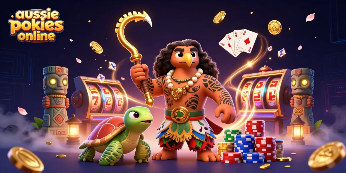 Experience the excitement of aussie pokies online with vibrant 3D characters amid dynamic casino elements.