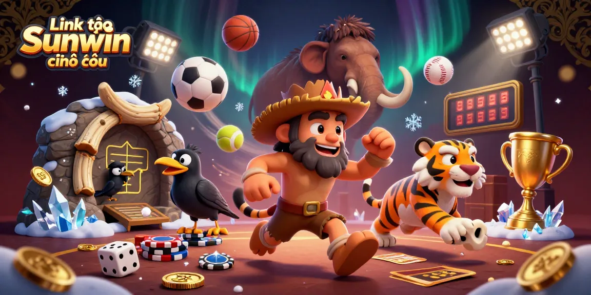 Link vào Sunwin chính thức showcases a dynamic prehistoric casino scene filled with excitement.